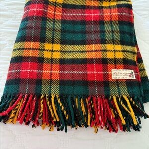 Kiltmaker 100 % Wool Red Yellow And Green Plaid Blanket 58x66"